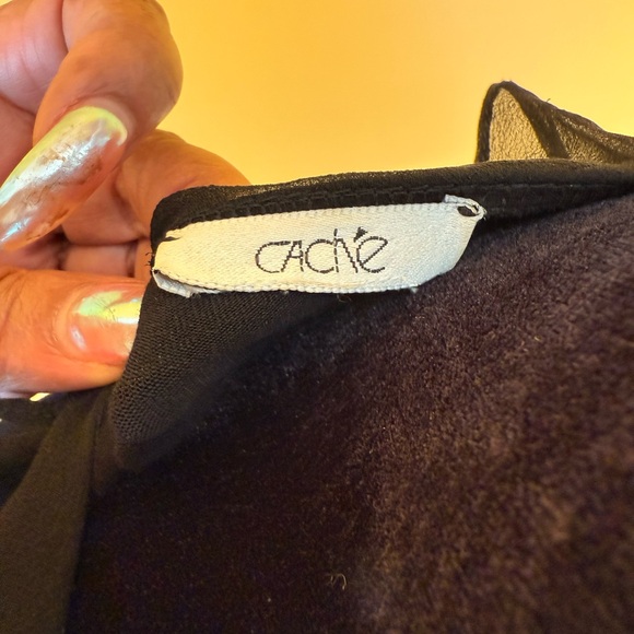 Cache Black Ruffled Blouse - Picture 6 of 9